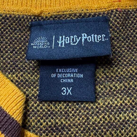 Harry Potter Hufflepuff Tank Top Womens 3X Plaid Knit Embroidered House Crest - Picture 5 of 8